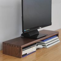 Black Walnut Height Increasing Rack Desktop Monitor Stand with Mortise Tenon Technology Computer Desks Space Saving Storage Rack