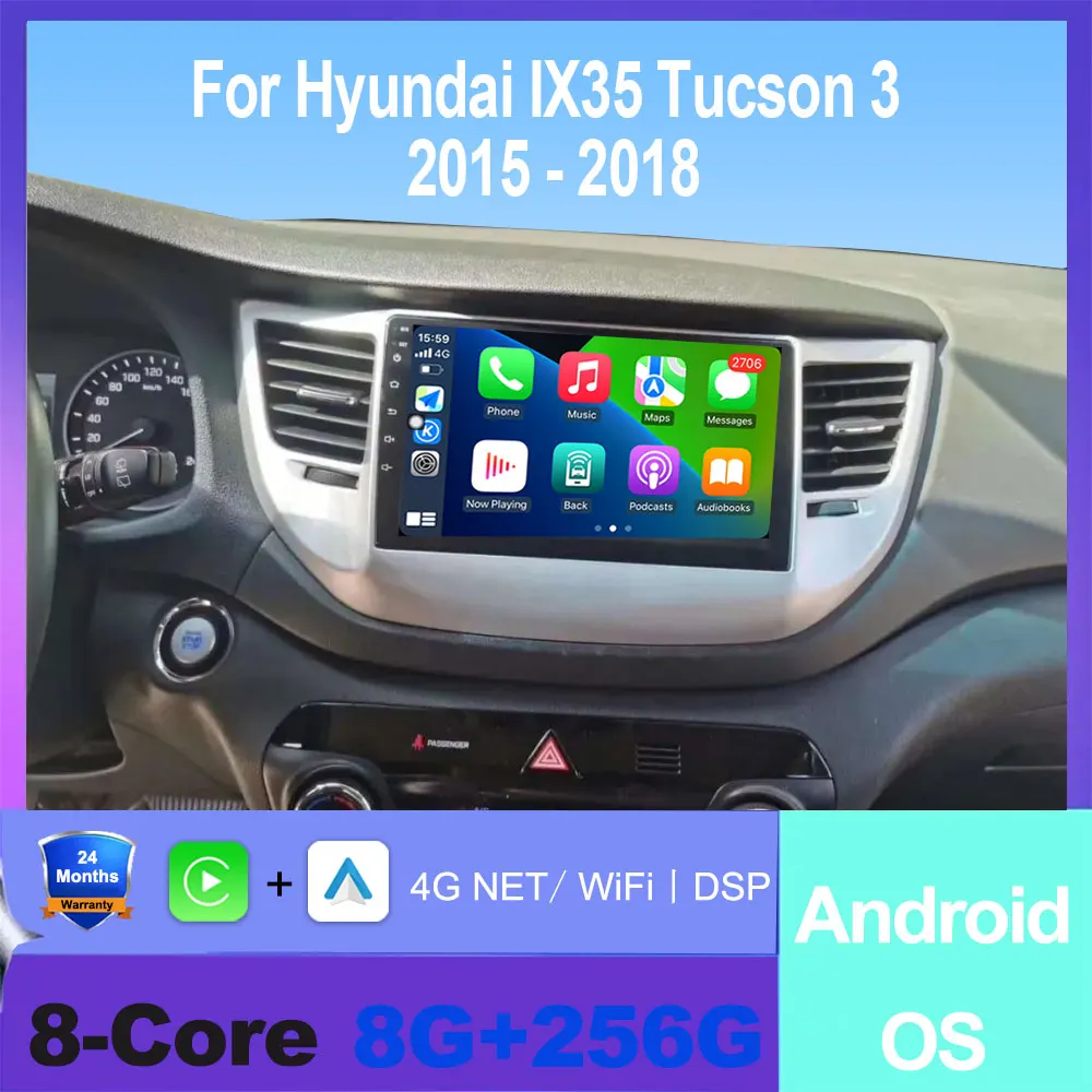 

Car Multimedia Radio For Hyundai IX35 Tucson 3 2015 - 2018 GPS Navigation Android Auto 4G LTE WIFI DSP Wireless Carplay Video