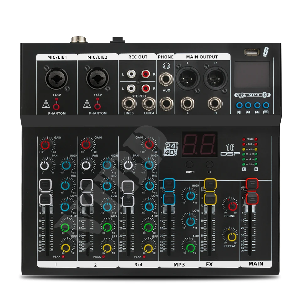 4 Channels Mixer F4 Bluetooth USB Reverb Home Stage Performance Live Broadcast Network Song Karaoke live Sound Table