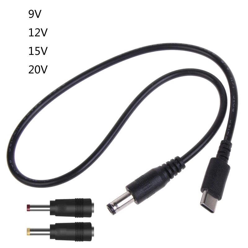 DC5.5x2.1mm to TypeC Cable for WiFi Router Speaker LED Light 9V 12V 15V 20V (with 3.5x1.35mm 4.0x1.7mmDC Converters)