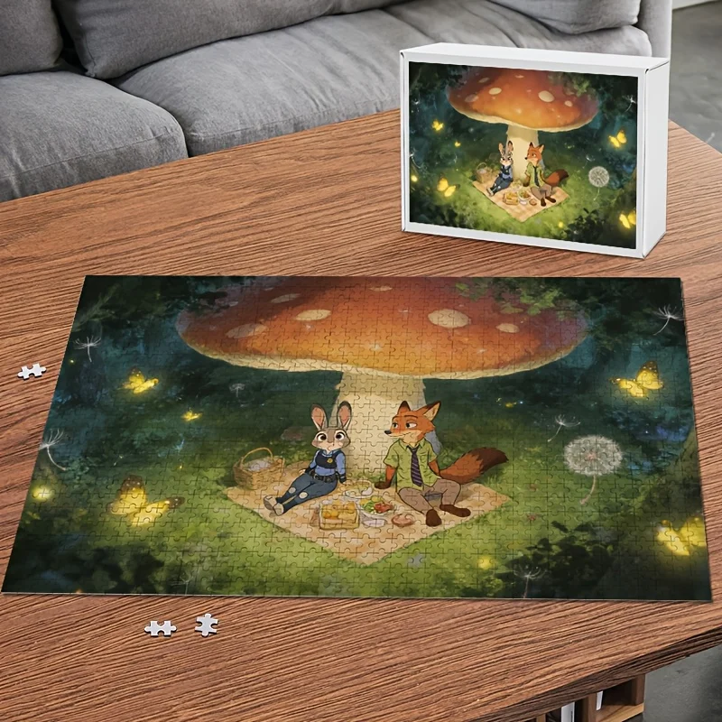 1000 elementów Puzzle z plakatem Disney Zootopia Judy Hopps i Nick Wilde |   Gra edukacyjna o wysokim stopniu trudności, dla dorosłych, odpowiednia do klasy.