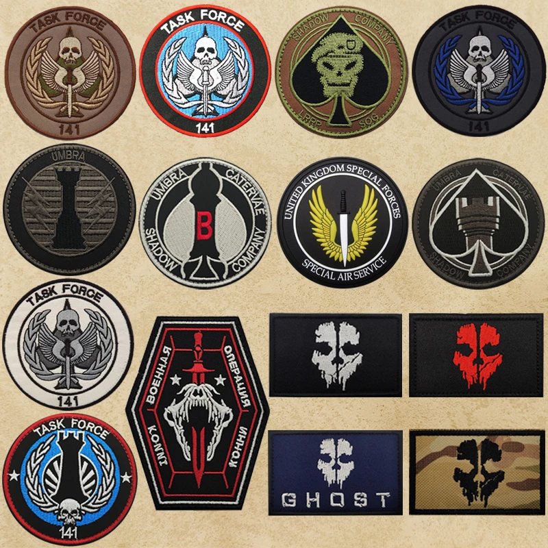 New Call of Duty Patch TASK FORCE 141 Embroidered Backpack Patches Tactical Bag Fabric Accessories Armband Skull Badge