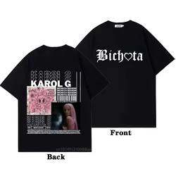 Karol G Black T-shirt Summer Short Sleeved Men's and Women's Casual Fashion Large Print Top Solid Vintage Singer Fans