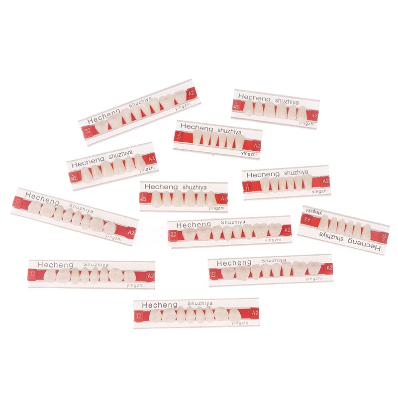 

84pcs Acrylic Resin Teeth Full Mouth A2 Dental Synthetic Resin Teeth Denture False Teeth Anterior Posterior Teaching Model