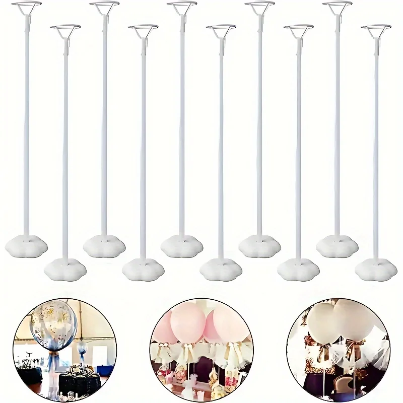 10Pcs Table Top Balloon Holder Set Plum Blossom Base Balloon Pole Table Floating Wedding Party Venue Atmosphere Arrangement