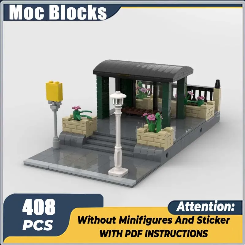 

City Street View Model Moc Building Blocks Modular Bus Stop Model Technology Brick DIY Assembly Toy Holiday Gifts