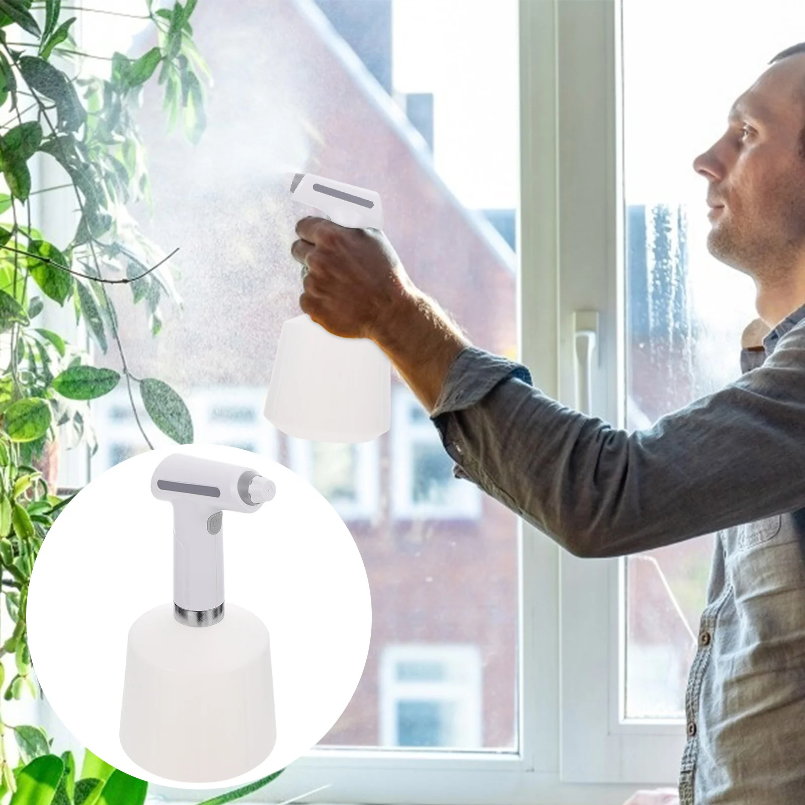 

1pc Electric Sprayer 1000Ml Rechargeable Usb Portable Watering Bottle For Garden Cleaning Plant Mist Spray Plastic Gardening