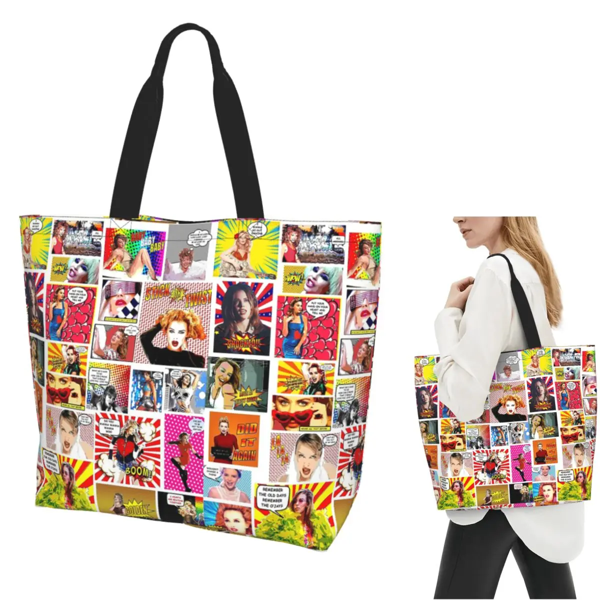 

Kylie Minogue.....Even MORE POW Wow K35 Сумка для покупок Холщовая сумка на плечо большой вместимости Сумка для покупок для женщин