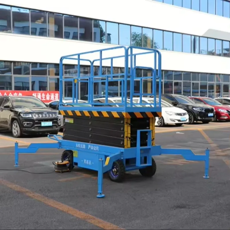 Small Towable Scissor Lift Aerial Work Platform Mobile Hydraulic Electric with high Capacity view 5