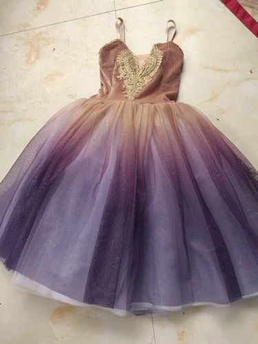 Imagen 1 del producto Vestido de Ballet morado degradado para niños y niñas, tutú largo de Ballet, bailarina de danza clásica, ropa para niños, vestidos de fiesta para mujer