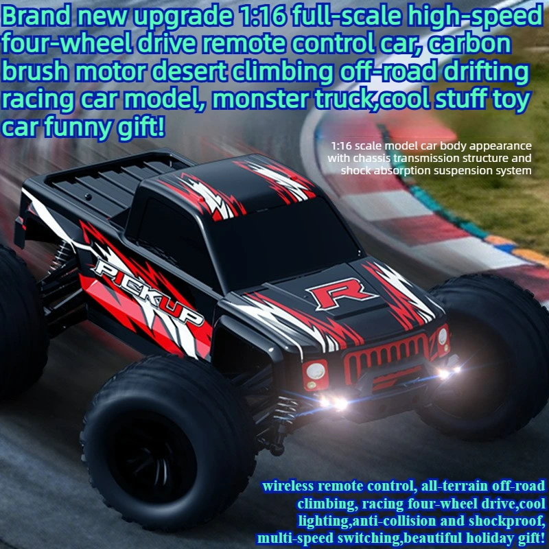Cool Stuff Toy Car Funny Gift-1:16 Full-scale High-speed 4WD Rc Truck,Remote Control Car,Climbing Off-road Rc Cars,Monster Truck