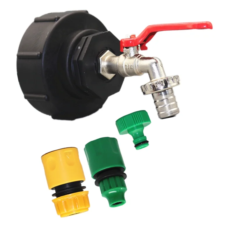 ABSS-IBC Outlet Faucet 3/4 Inch IBC Adapter S100x8 Brass IBC Ball Outlet Valve Faucet Outlet Rain Barrel Tank Accessories