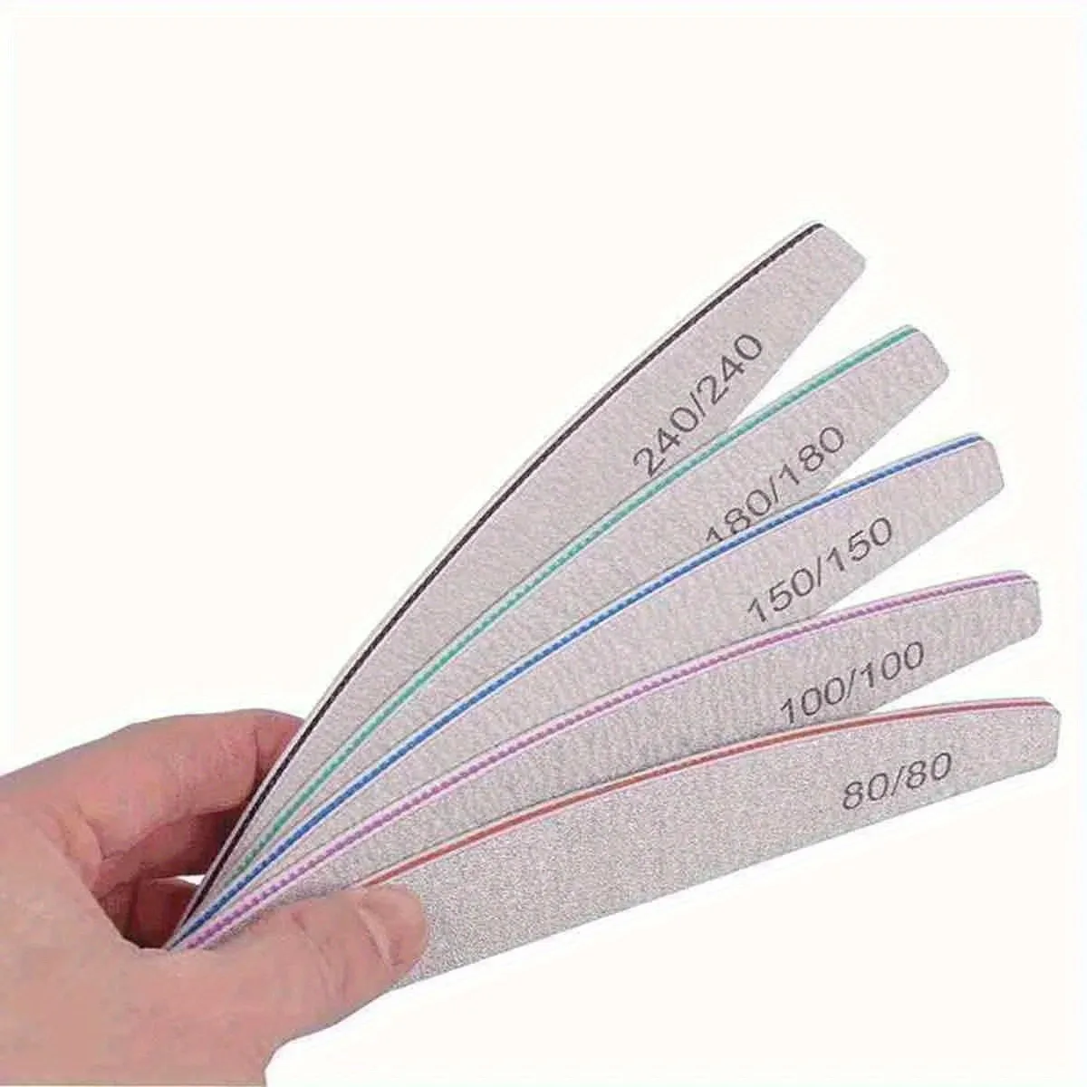 ملف أظافر احترافي، ورق صنفرة، مبرد أظافر سميك قوي، إكسسوارات وأدوات أظافر نصف قمر ليموني #5