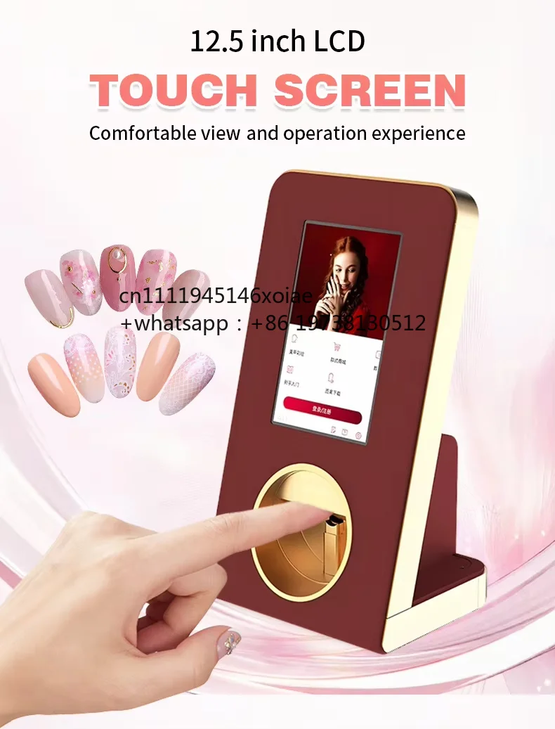 Automated Nail Printer Machine Quick Printing Elegant Design Touch Control Nail Printer for DIY to Print Mobile Phone Picture