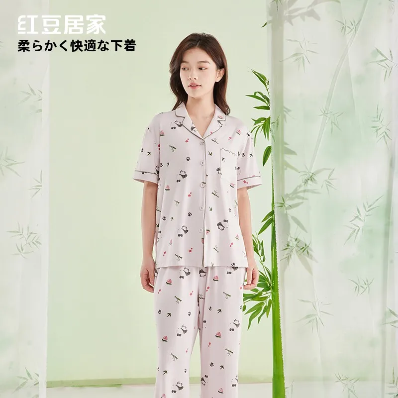 hodohome-red-bean-home-–-vetements-de-nuit-pour-femmes-ensemble-de-vetements-de-maison-en-modal-a-manches-courtes-et-pantalons-longs-tenue-d'ete-confortable-et-douce