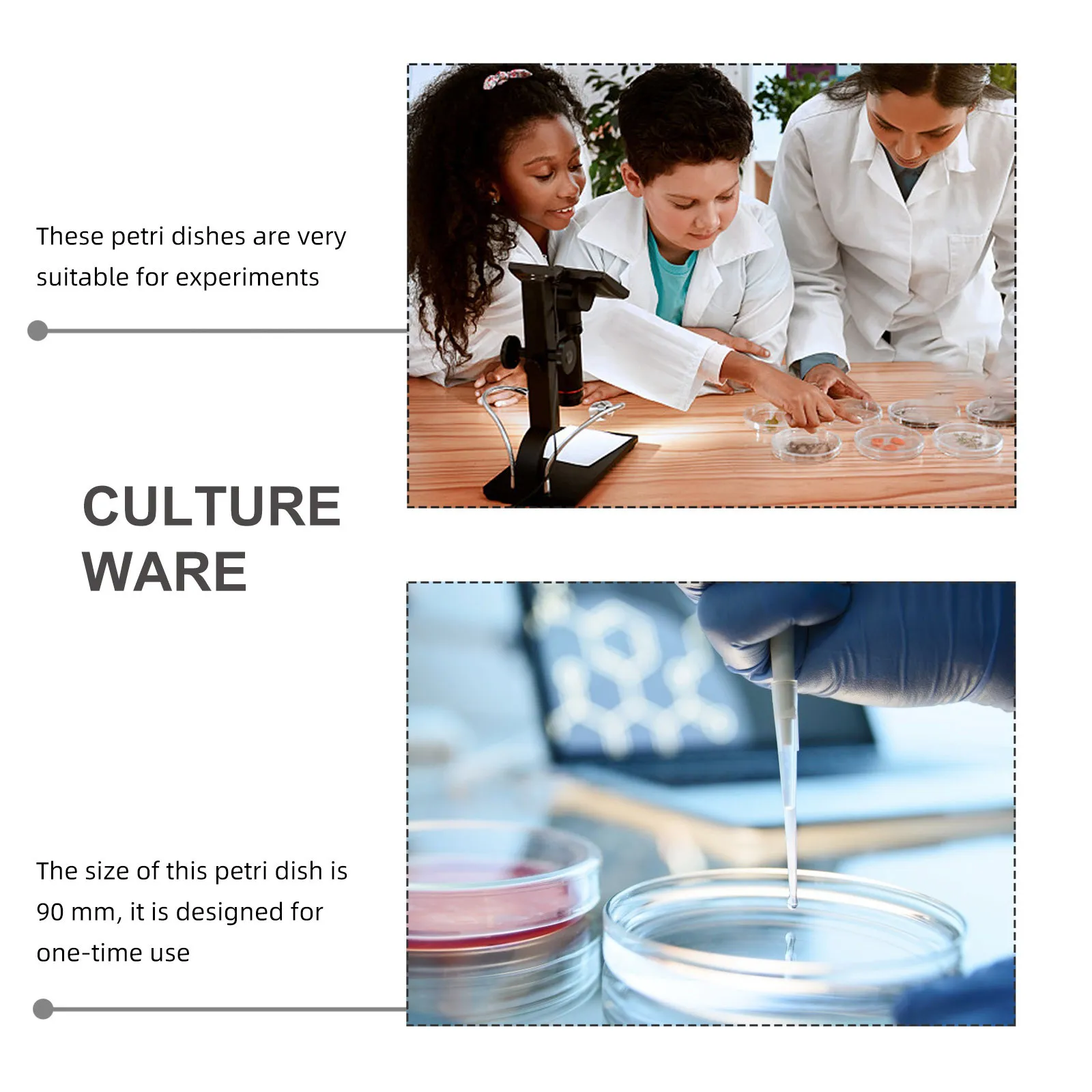 

20Pcs Culture Petri Dish Durable Plastic 90mm One-Time Use Suitable for Scientific Experiments Culture Petri Dish