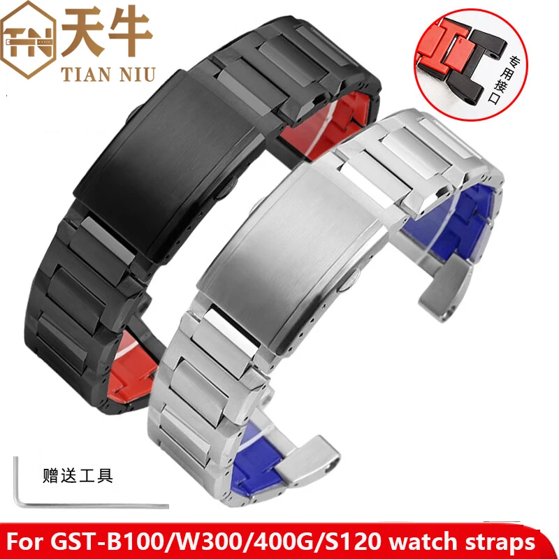 

High quality modified stainless steel strap For G-SHOCK Casio GST-W300/400G/B100/S310/S120 series watchband men's bracelet