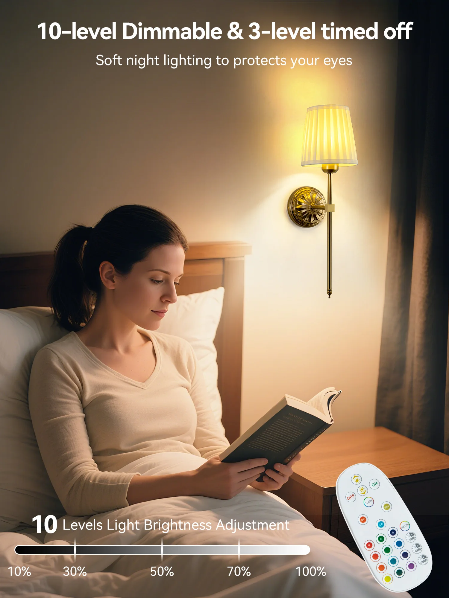 Applique à piles : applique murale rechargeable avec télécommande et ampoule à intensité variable, applique murale sans fil, 15 couleurs, adaptée à la décoration du couloir du salon de la chambre à coucher