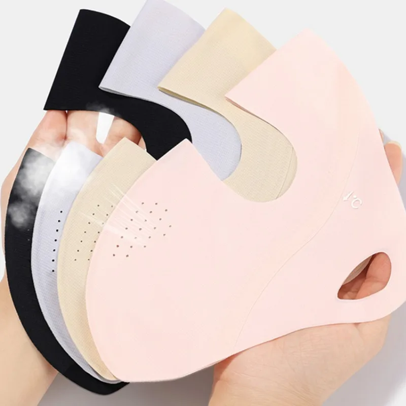 

Summer Ice Silk Sunscreen Mask Full Face Sun Protection Mask Forehead Facial Gini Thin Section Breathable Anti Ultraviolet Mask