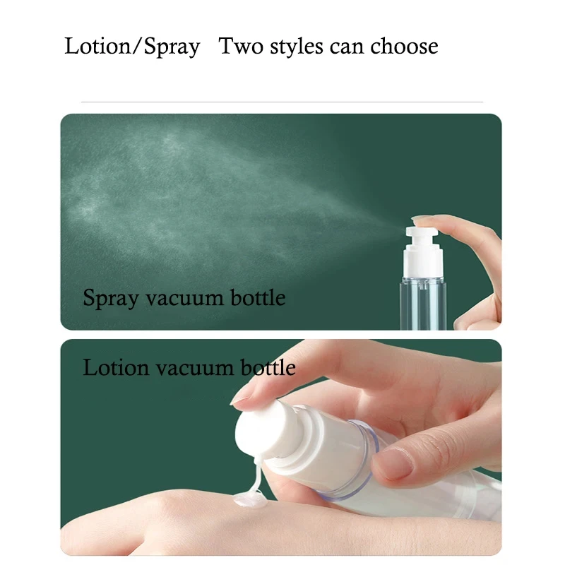 Portablere Empty Lotion / Spray Airless Vacuum Refillable Bottles Woman 15-100ML Travel Bottle Pump Toiletry Cosmetic Container