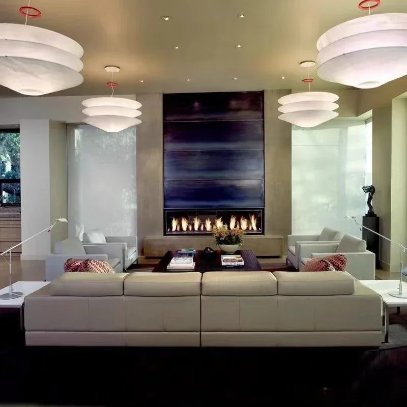 Italian Designer White Rotundity Three Layers Paper Ceiling Pendant Lights Kitchen Bedroom Restaurant Living Room Hanging Lamps