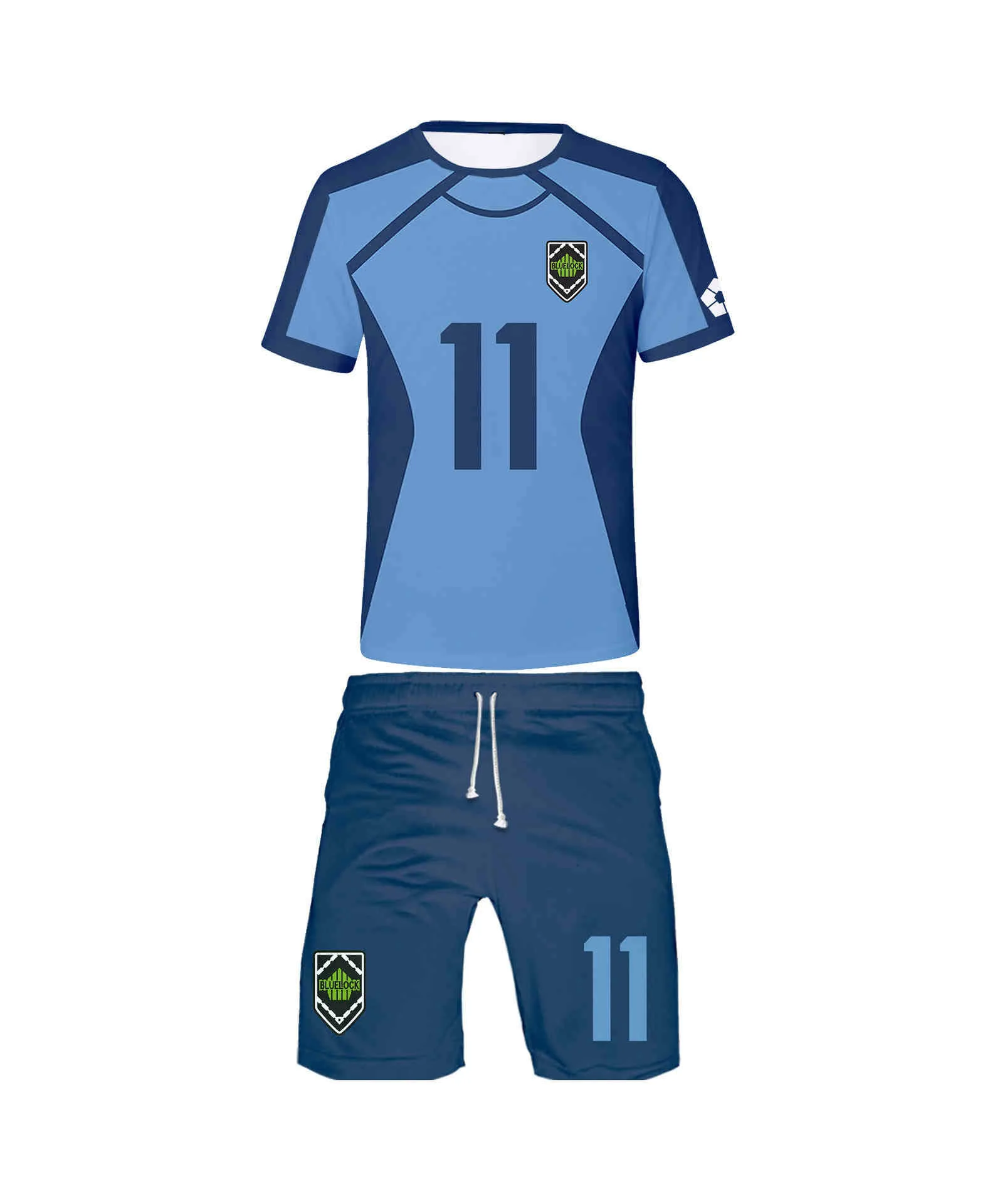 

Blue Lock Japanese Anime Jersey Football T Shirt Set Casual 2 Piece Short Sleeve Shorts Sport Suit Harajuku Street Tracksuits