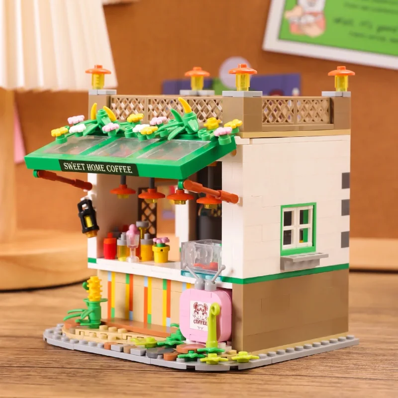 Kwiatowy domek bajkowy budynek miejski klocki DIY Mini klocki zabawka edukacyjna dla dziewczynek chłopcy prezenty zabawki dla dzieci