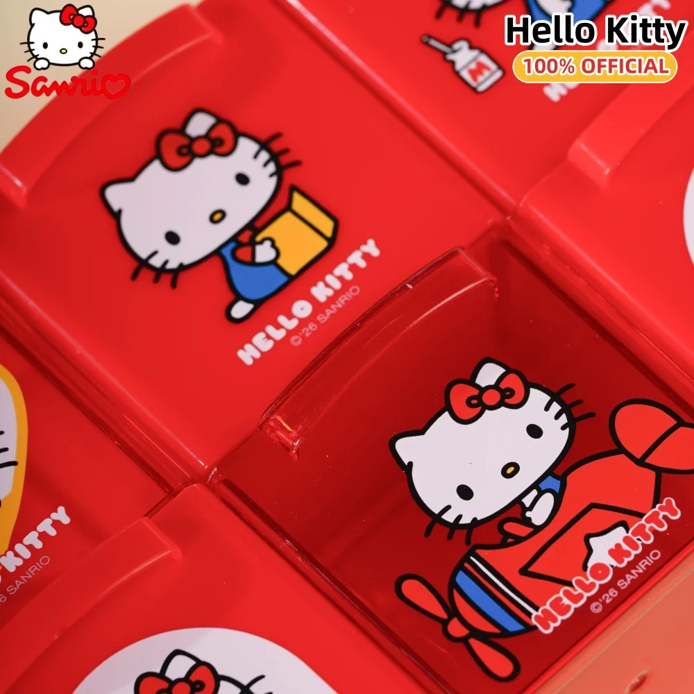 Genuine Sanrio KT Cat 6-Grid Storage Box Hello Kitty Multifunction Organizer For Paperclips Toy Hair Clips Study Office Supplies view 3