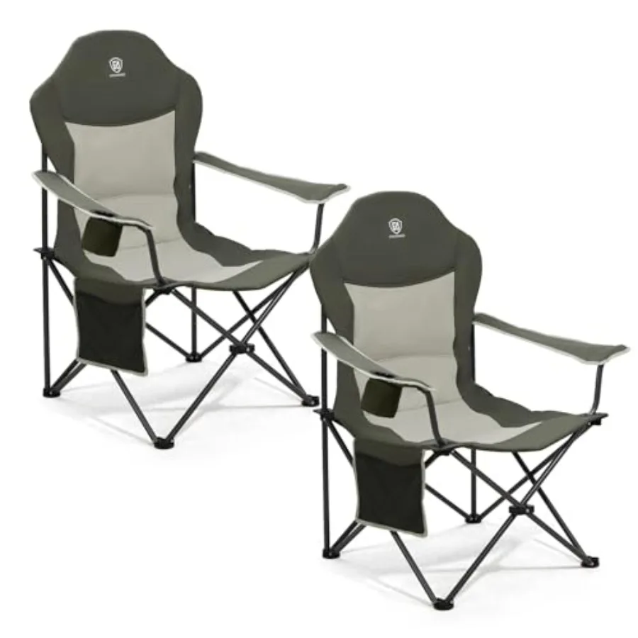 

Camping Chairs Lawn Chairs Outdoor Sports Chairs Folding Chair 2 Pack Camping Chairs for Adults Supports 400lbs Green