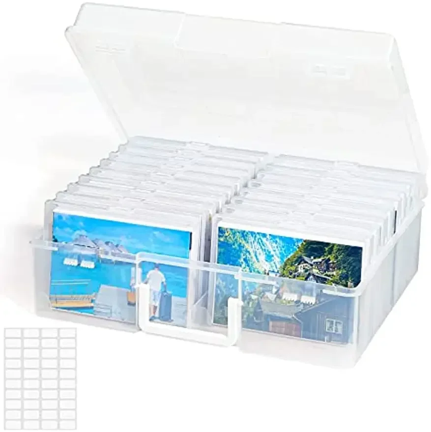Lifewit Photo Storage Box 4x6 Photo Case, 18 Inner Photo Keeper, Clear Boxes