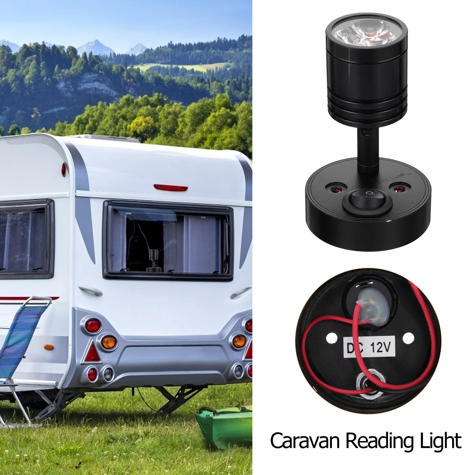 Lampe de lecture LED montée en surface, budgétaire de bateau et de voiture, perche de lampe plaquée fer, chevet, caravane