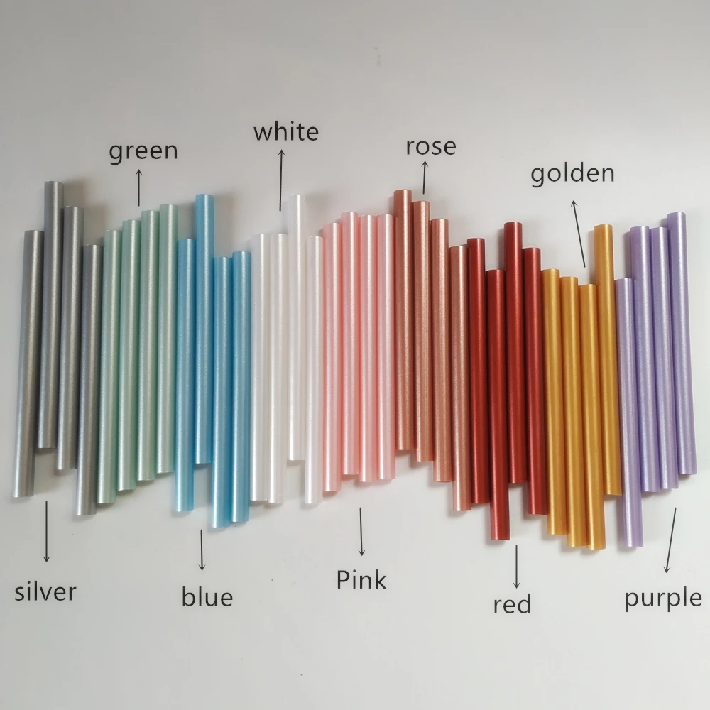 Barra di colla a caldo color metallo da 20 pezzi Striscia adesiva hot melt perlescente, adatta per pistole per colla inferiori a 40 W, 9 colori disponibili