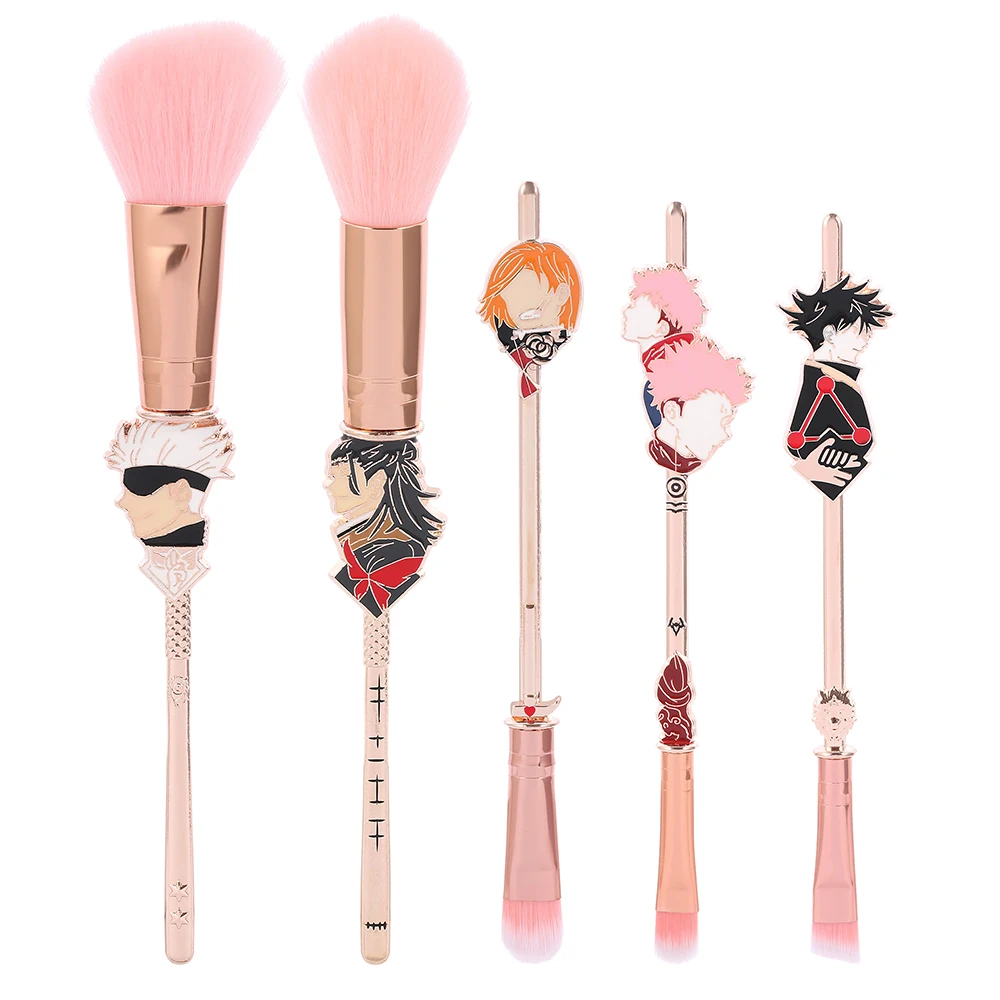 5pcs Jujutsu Kaisen Anime Cosmetic Makeup Design Magic Wand Brushes Set Blush Eyeshadow Eyebrow Cosmetic Brushes With Bag