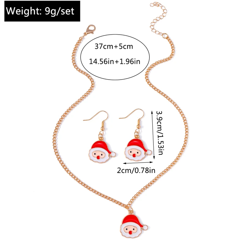 Mode Frohe Weihnachten Baum Schneemann Hirsch Baum Halskette Ohrringe Schmuck-Set für Frauen Mädchen Neujahr Festival Schmuck Geschenke – Detail 23