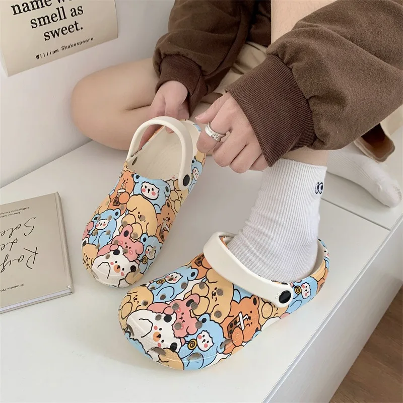 Summer Printed Garden Shoes Non-slip Doctor Clogs Non-slip Nurse Clogs Surgical Shoes Casual Beach Womens Work Slippers