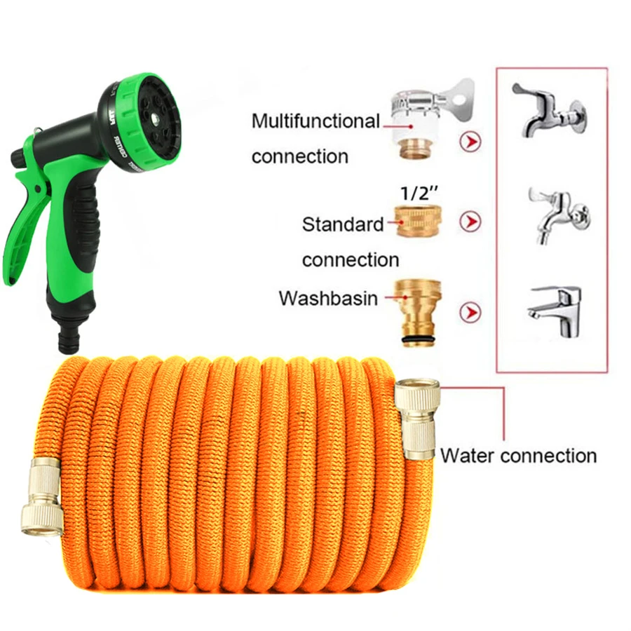 Garden Water Hose High Pressure Expandable Double Metal Connector Pvc Reel Magic Water Pipes for Garden Farm Irrigation Car Wash