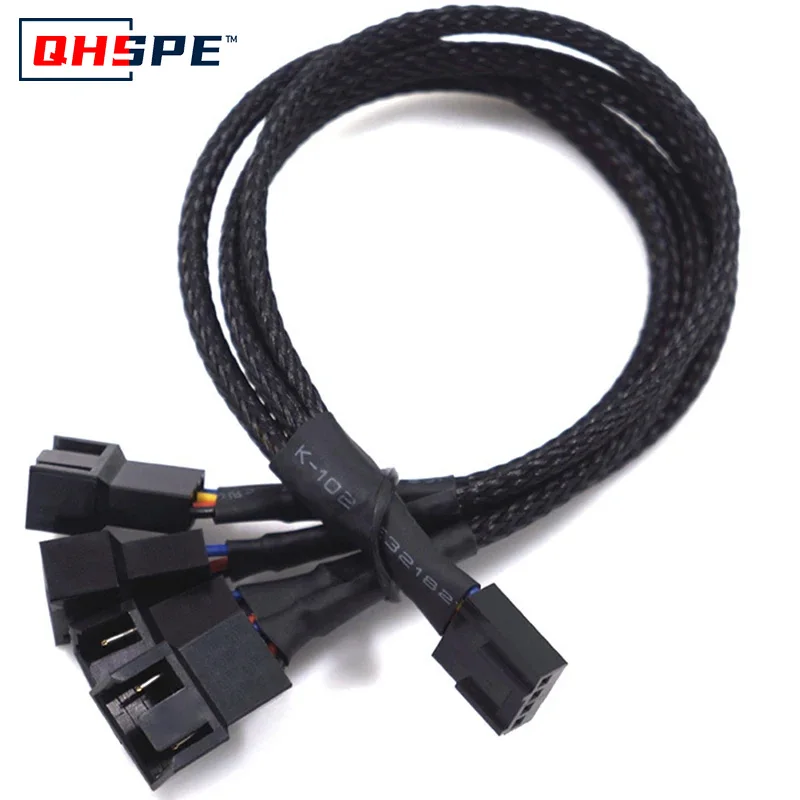 Black Boot 27 cm PWM-Verlängerungskabel, 4-poliger Anschluss, 1 auf 4/3/2/1-Wege-Splitter für 4-poligen PWM-Lüfter – Computer-Hardware-Kabel