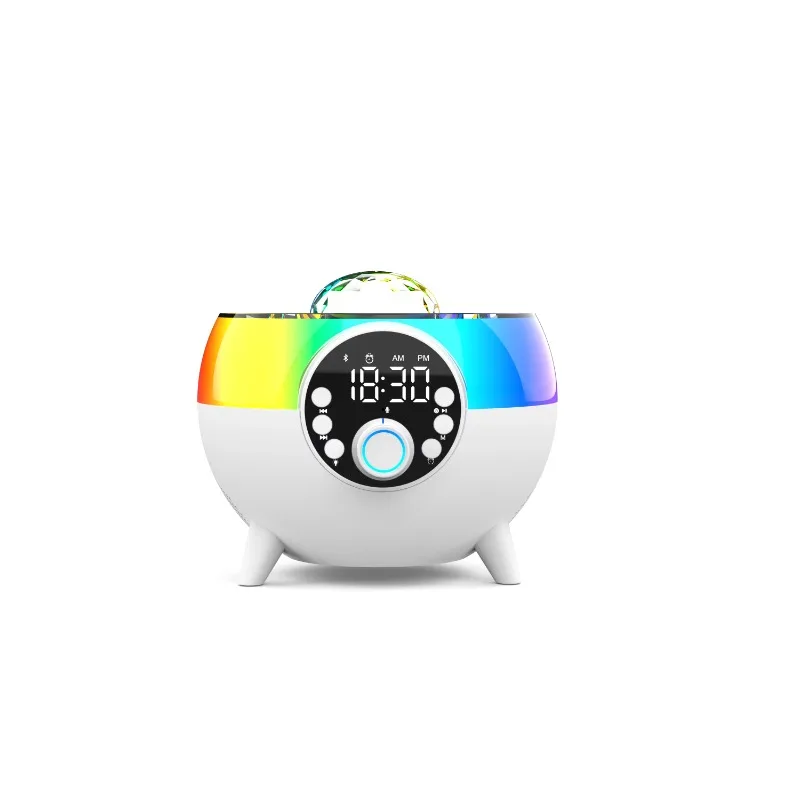 All-In-One Mini Wireless Charging Speaker with Bluetooth LED Lighting AUX Input FM Radio Clock Alarm ABS-Starry Sky Edition