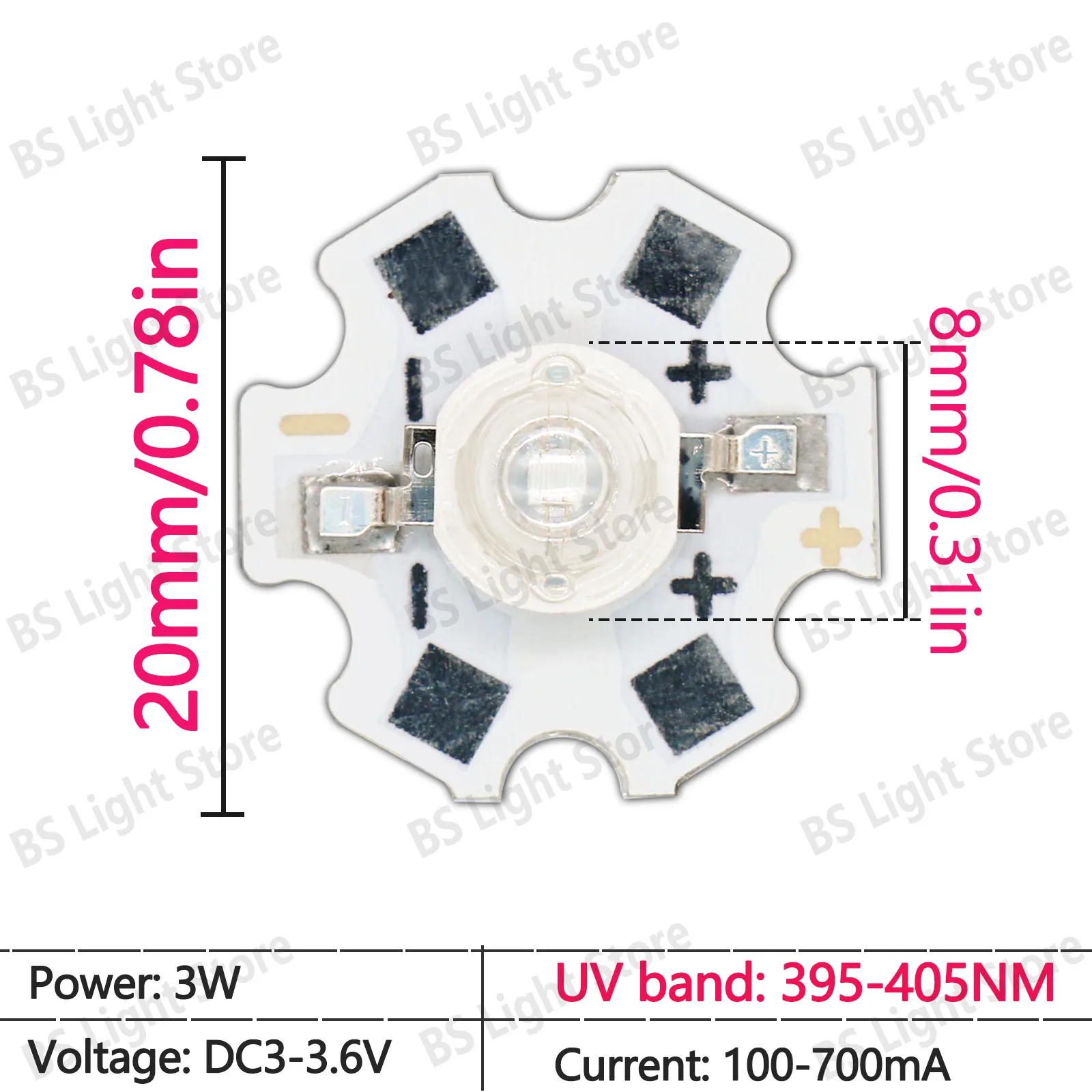 2-100 قطعة UV الأرجواني LED لمبات الأشعة فوق البنفسجية مصباح رقائق 395-405NM DC3V ل 3 واط عالية الطاقة ضوء مصباح يدوي قوي الخرز ضوء لمبة
