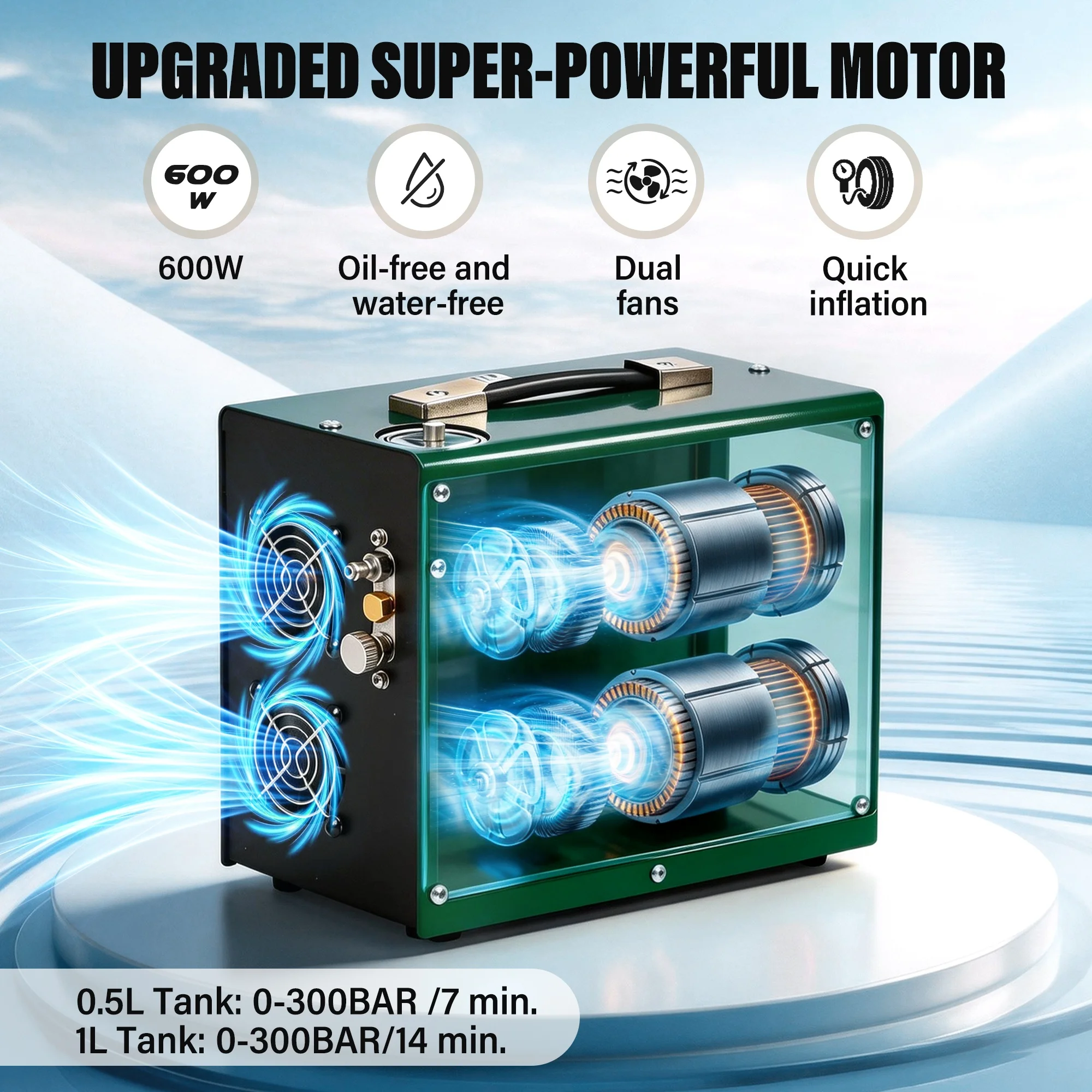 TUXING Auto Stop 110V/220V DC 4500psi/300bar/30mpa 220V Scuba Hunting Paintball Dive Wire Spool Design 12V PCP Air Compressor