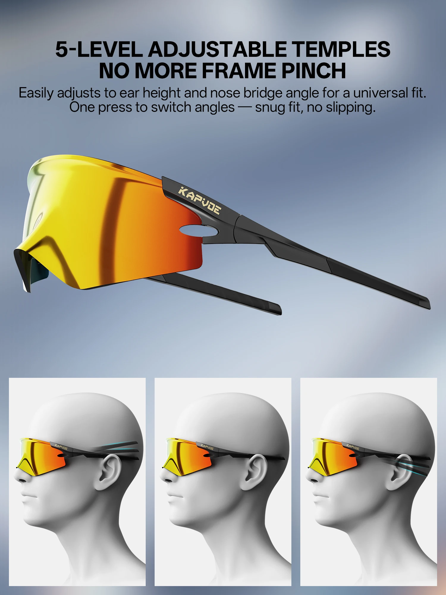 Kapvoe Eagle Beak Photochrome Fahrradbrille für Männer und Frauen, MTB-Brille, UV400 Fahrradbrille, Sport-Outdoor-Brille für Radfahren und Trailrunning