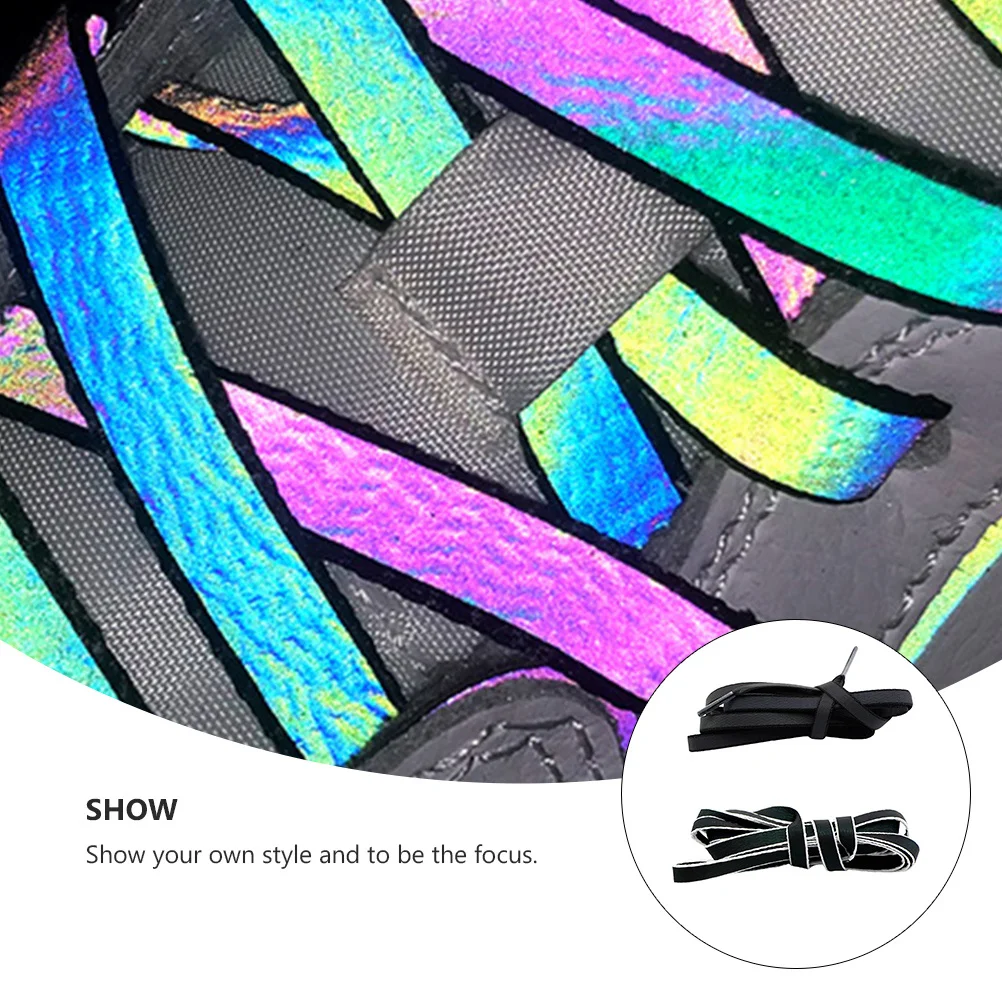2 pezzi 2 paia lacci riflettenti olografici per scarpe da ginnastica scarpe stivali pattini lacci per scarpe sportive unisex lacci piatti fluorescenti