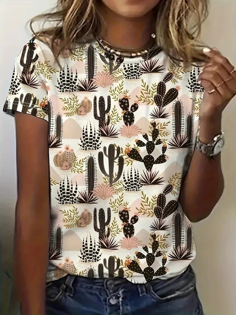 

Ladies PLUS Size 3D Abstract Floral Print Short Sleeved T-shirt, Loose and Casual,soft,comfortable and Breathable,outdoor Sports