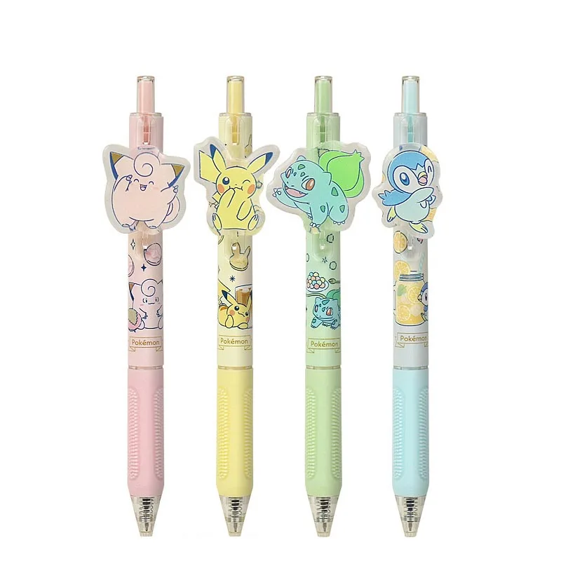 4pcs/lot Creative Pokemon Press Gel Pen Set Cute 0.5mm Black Ink Signature Pens Promotional Gift Office School Supplies