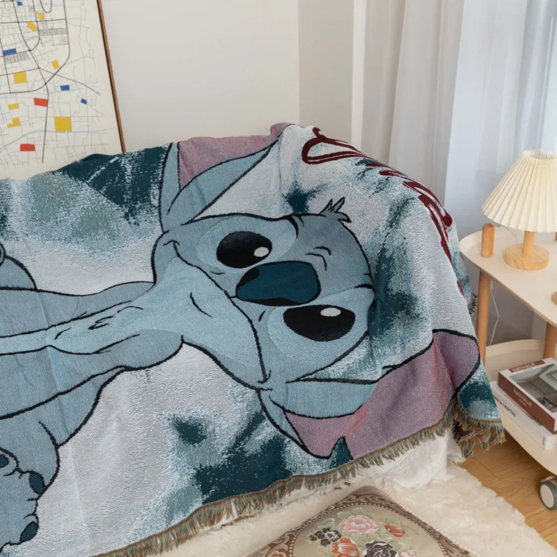 Disney Cartoon Stitch Ins Style Dustproof And Stain-resistant Full Package Sofa Cover Cloth Single Double Sofa Cover Cloth