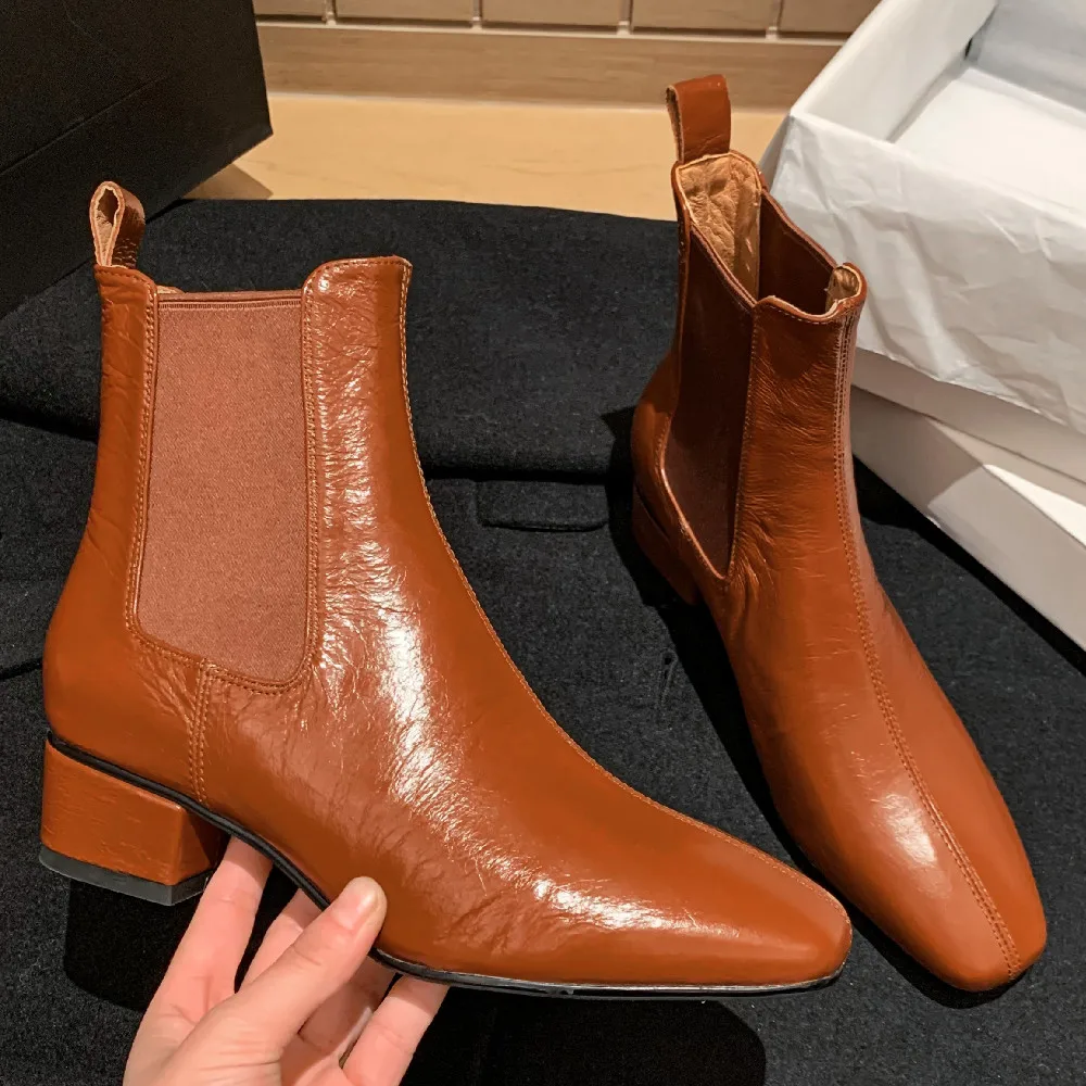 

Новинка осени 2023, женские ботинки челси с квадратным носком, мягкие удобные повседневные женские ботильоны, высококачественные повседневные короткие ботинки, Лидер продаж