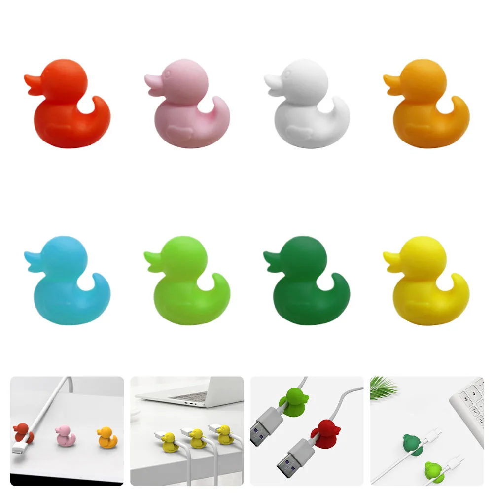 

8Pcs Cartoon Duck Self-Adhesive Cable Holders Silicone Cable Clips Cord Fixing Clip Desktop Wire Organizer Cord Fixing Clip