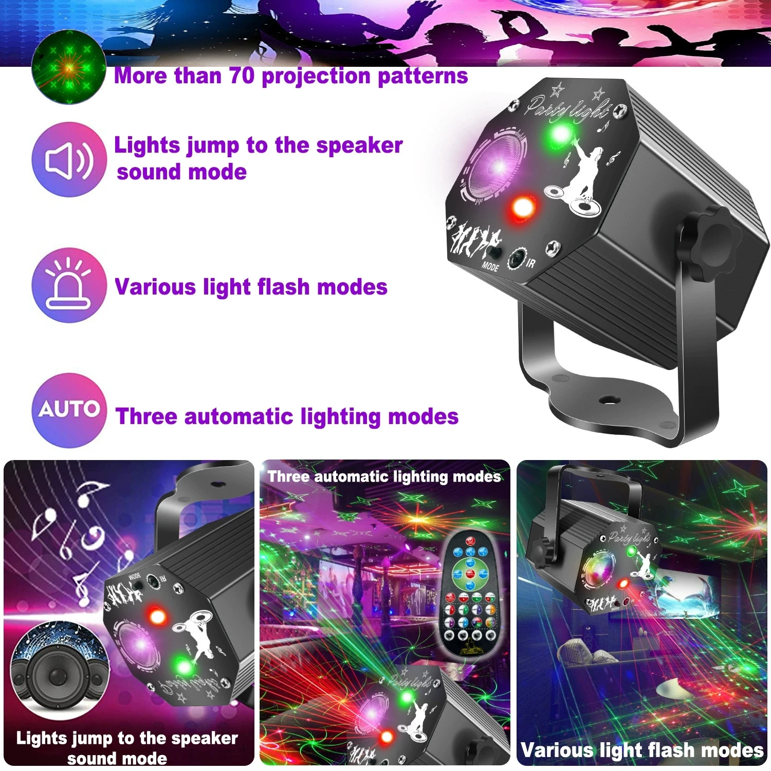 تيار مستمر 5 فولت USB مهرجان صغير مصباح لتهيئة الجو RGB ضوء المرحلة السماء المرصعة بالنجوم العارض DJ Dicso المزاج ضوء للمنزل الرقص ديكور الحفلات #4