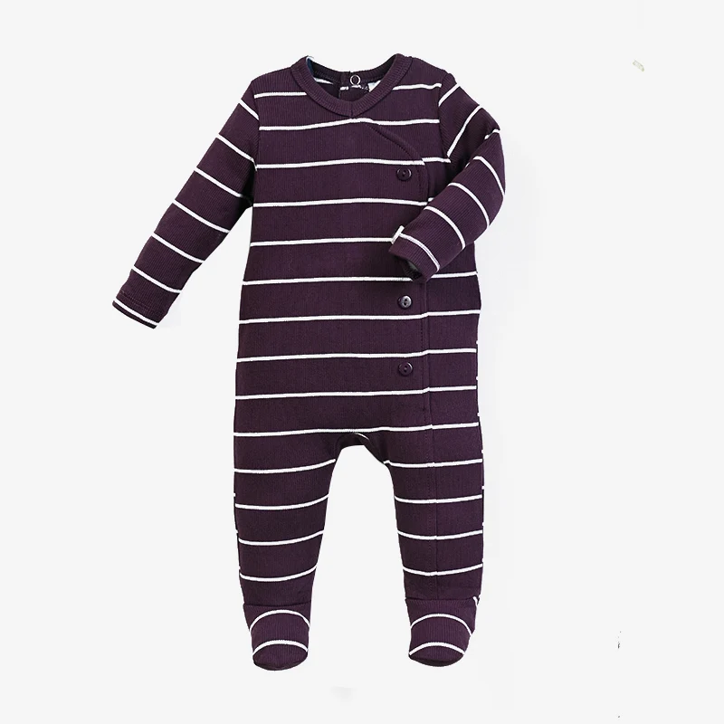 AA-Gestreifte Pyjamas für Kinder Jungen und Mädchen Zweiteiliges Set und Baby-Strampler Langarm Herbst/Winter Gerippte Baumwollkleidung – Detail 15