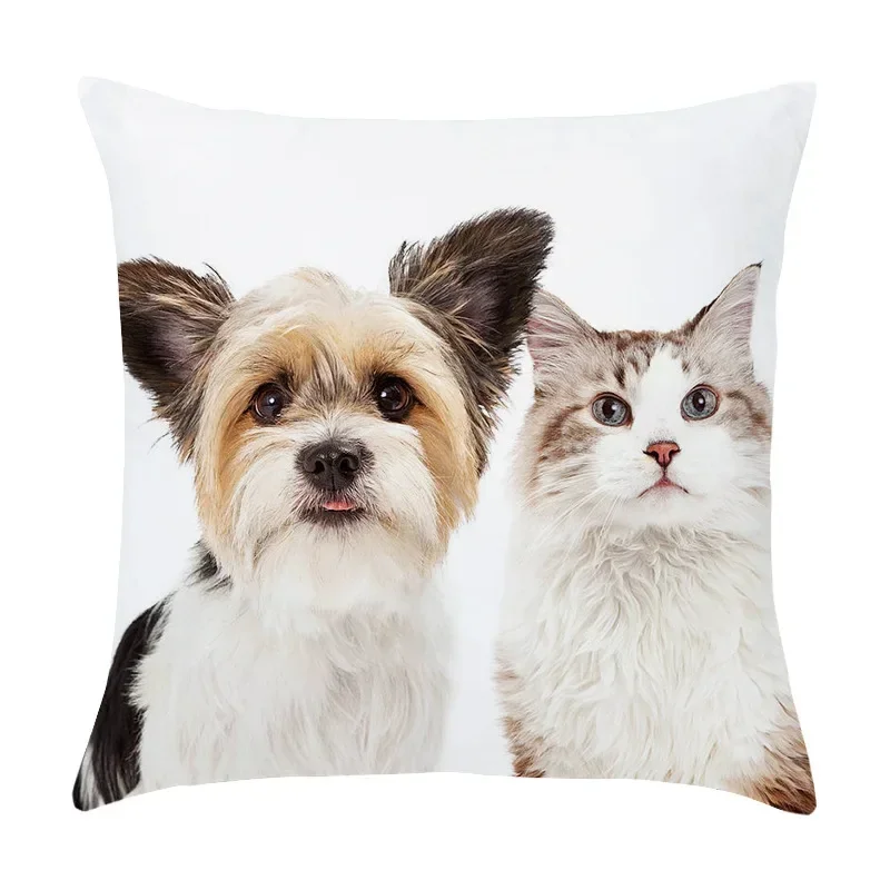 Cute cat and dog print pattern series cushion cover for home living room sofa office decoration square pillowcase